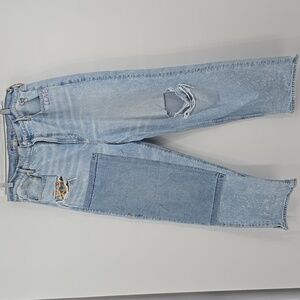 American Eagle Strigid Destresse Highest Rise Baggy Straight Pride Jeans Size 18